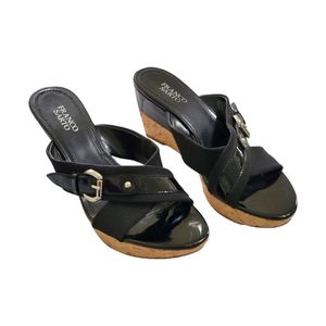 FRANCO SARTO Black Wedge Sandals Size 10M